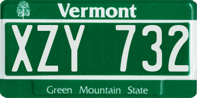 VT license plate XZY732