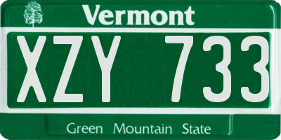 VT license plate XZY733