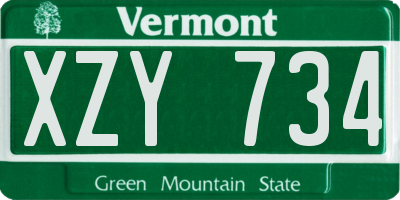 VT license plate XZY734
