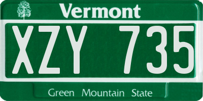 VT license plate XZY735