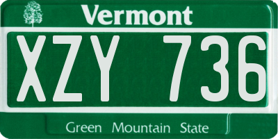 VT license plate XZY736