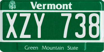 VT license plate XZY738