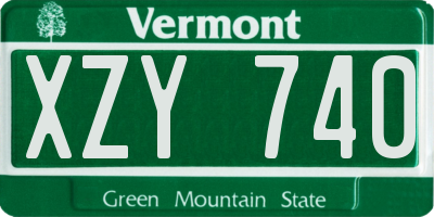 VT license plate XZY740