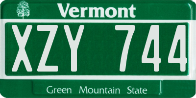 VT license plate XZY744