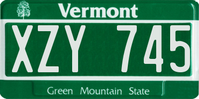 VT license plate XZY745