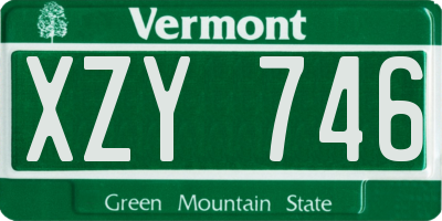VT license plate XZY746