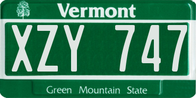 VT license plate XZY747