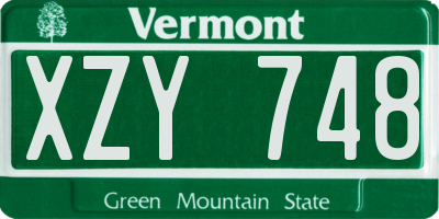 VT license plate XZY748