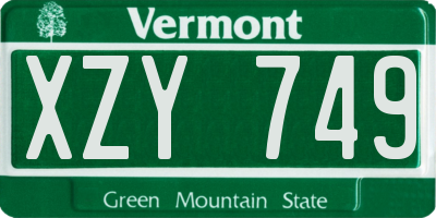 VT license plate XZY749