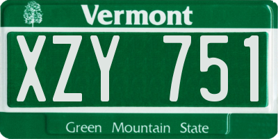 VT license plate XZY751