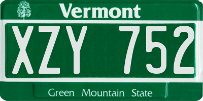 VT license plate XZY752