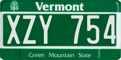 VT license plate XZY754