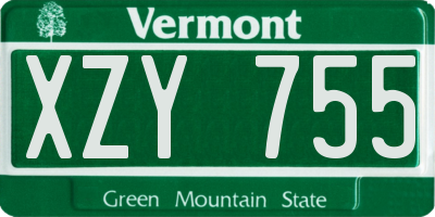 VT license plate XZY755