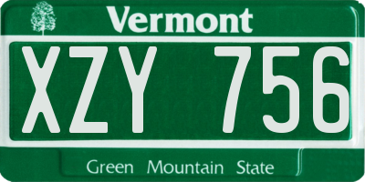VT license plate XZY756