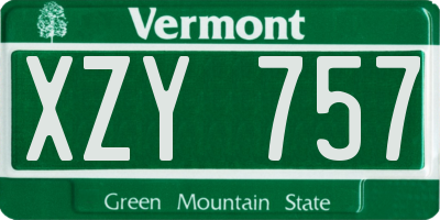 VT license plate XZY757