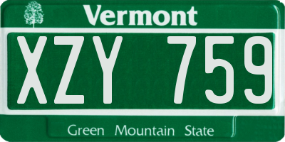 VT license plate XZY759