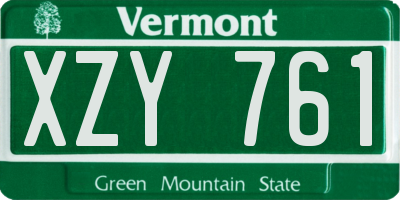 VT license plate XZY761