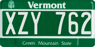 VT license plate XZY762