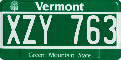 VT license plate XZY763