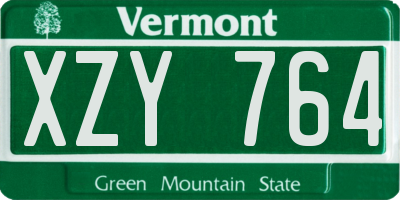 VT license plate XZY764