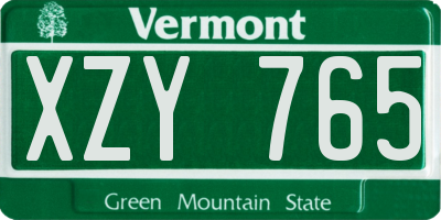 VT license plate XZY765