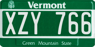 VT license plate XZY766