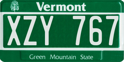VT license plate XZY767
