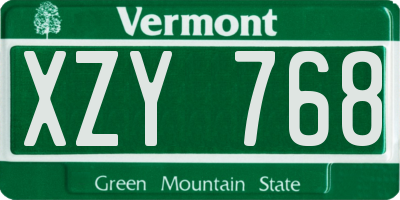 VT license plate XZY768