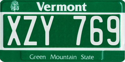 VT license plate XZY769