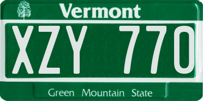 VT license plate XZY770
