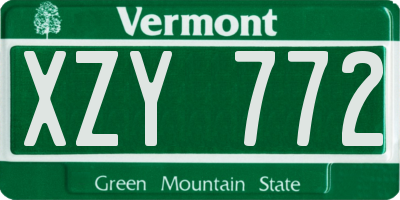 VT license plate XZY772