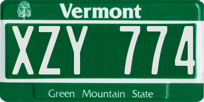 VT license plate XZY774
