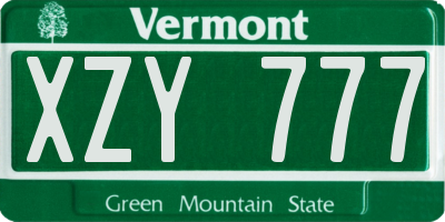 VT license plate XZY777