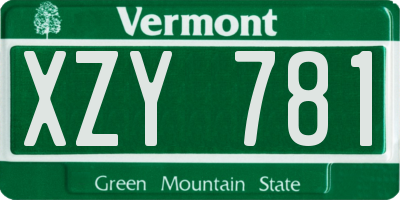 VT license plate XZY781
