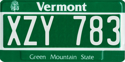 VT license plate XZY783