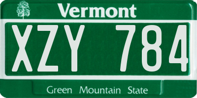 VT license plate XZY784