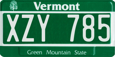 VT license plate XZY785