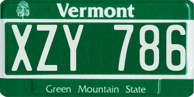 VT license plate XZY786