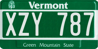 VT license plate XZY787