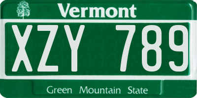 VT license plate XZY789