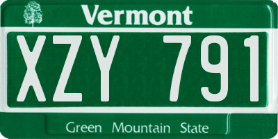 VT license plate XZY791