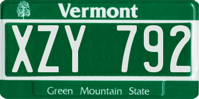 VT license plate XZY792