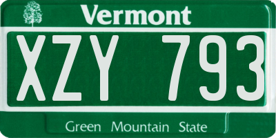 VT license plate XZY793