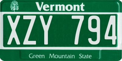 VT license plate XZY794