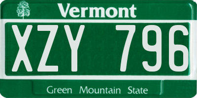VT license plate XZY796