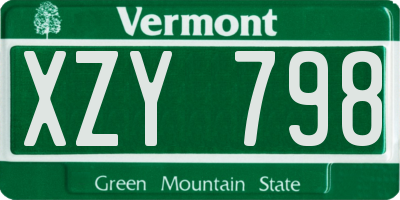 VT license plate XZY798