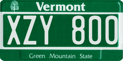 VT license plate XZY800