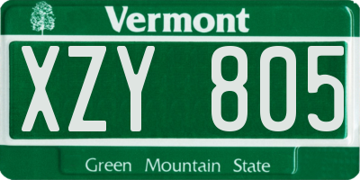 VT license plate XZY805