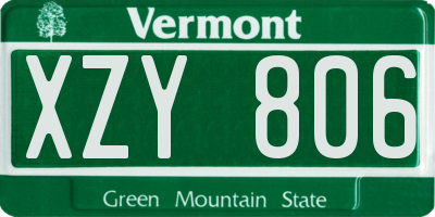 VT license plate XZY806
