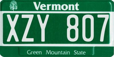 VT license plate XZY807